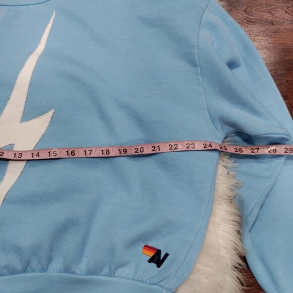 Aviator Nation Blue Lightning Bolt Design Crewneck Oversized Sweatshirt Size XS - Picture 9 of 11